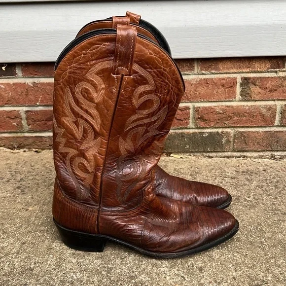 Dan Post | Tobacco Brown Leather Mens Cowboy Western Boots Size 12 - Picture 3 of 6